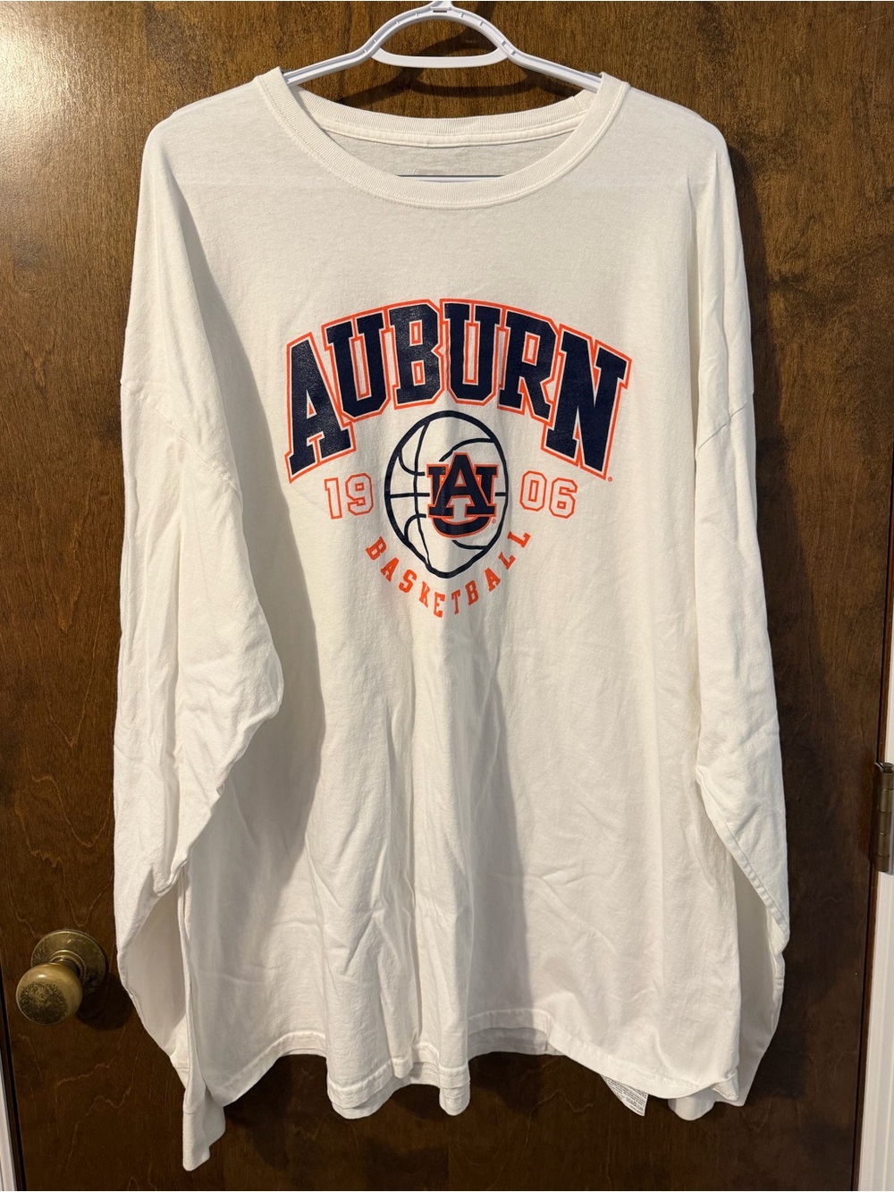 Russell Athletic Auburn Basketball White Crewneck Long Sleeve Shirt